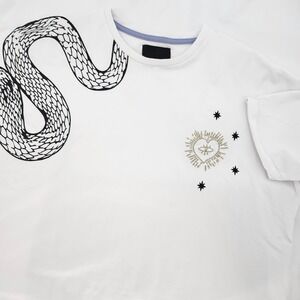 Isadora White Snake Heart Graphic T Shirt Womens Medium Celestial Grunge Skater
